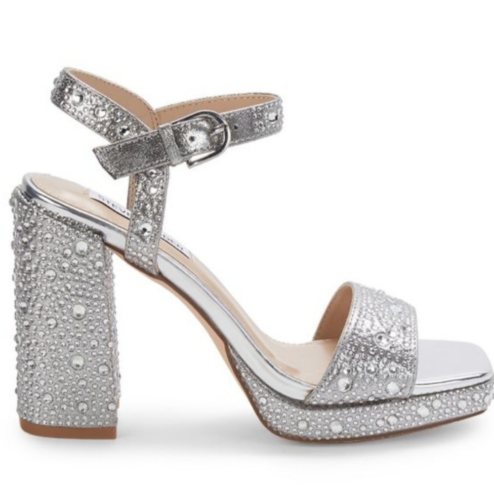 Steve Madden Silver Embellished Heels